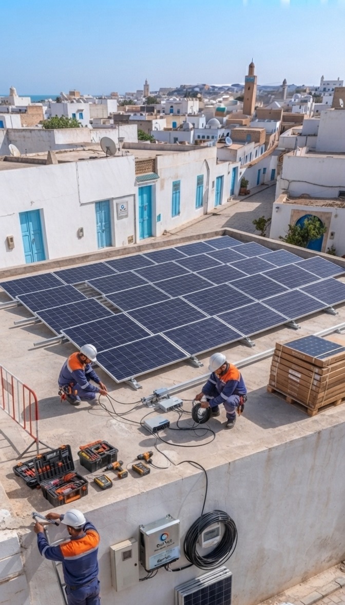 Installation photovoltaïque sur une toiture à Tataouine